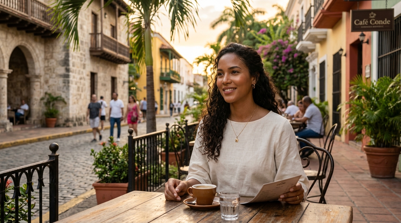 Dating Dominican women in Santo Domingo Colonial Zone cafe