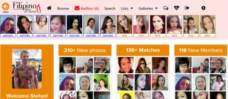 FilipinoKisses mobile app interface showing user profile character traits, priorities, and matches